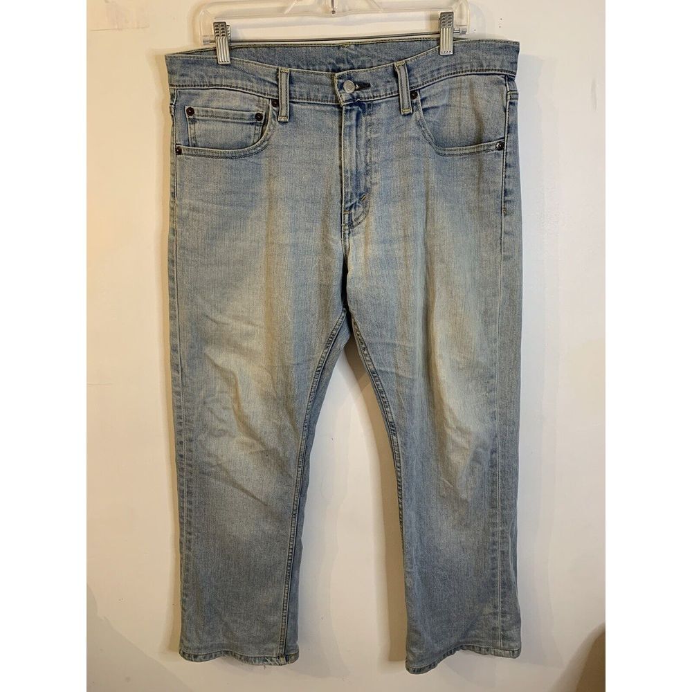 Levis 527 Jeans Light Blue Straight Leg Mens Size 36x27 Hemmed Cotton Acid Wash